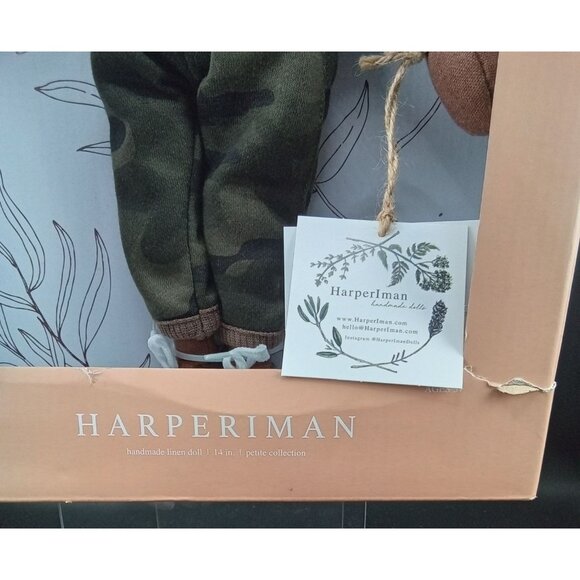 Handmade Linen Doll By Harperiman 14-Inch Petite Collection Camo Outfit & Braide - Picture 3 of 4